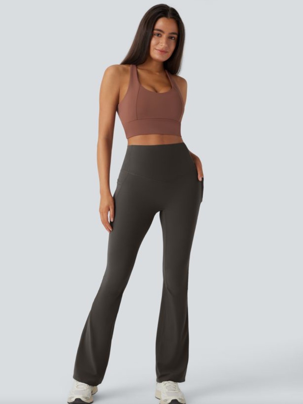 New w tags HALARA Bootcut UltraSculpt High-Waisted Pants in Dark Brown.M petite